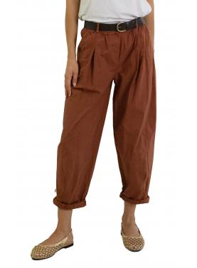 Pantalone morbido in cotone leggero con cinta "Olivia"